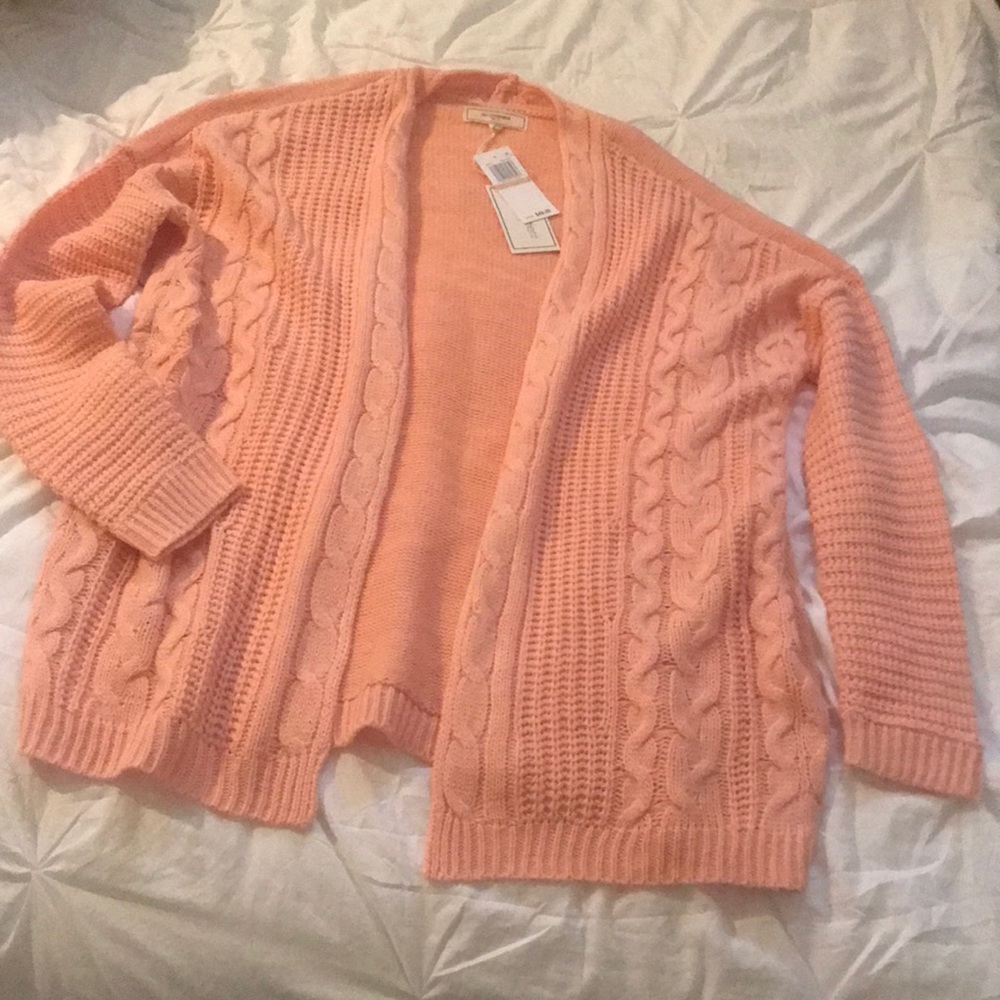“Apricot blush” knit cardigan. Never worn.